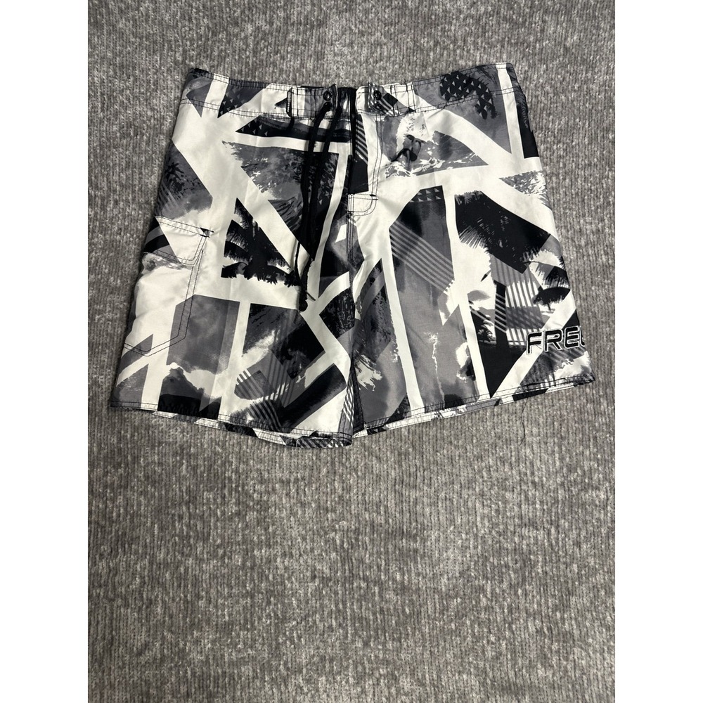 Vintage Freeone Board Shorts Black White Grunge Skate Surf Swim Trunks 36